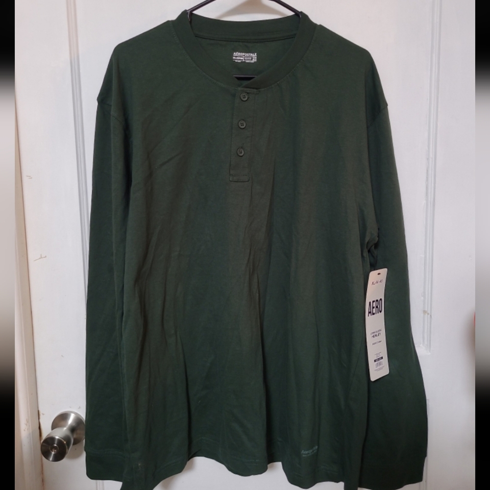 Aeropostale Dark Green Men's Long Sleeve Henley XL